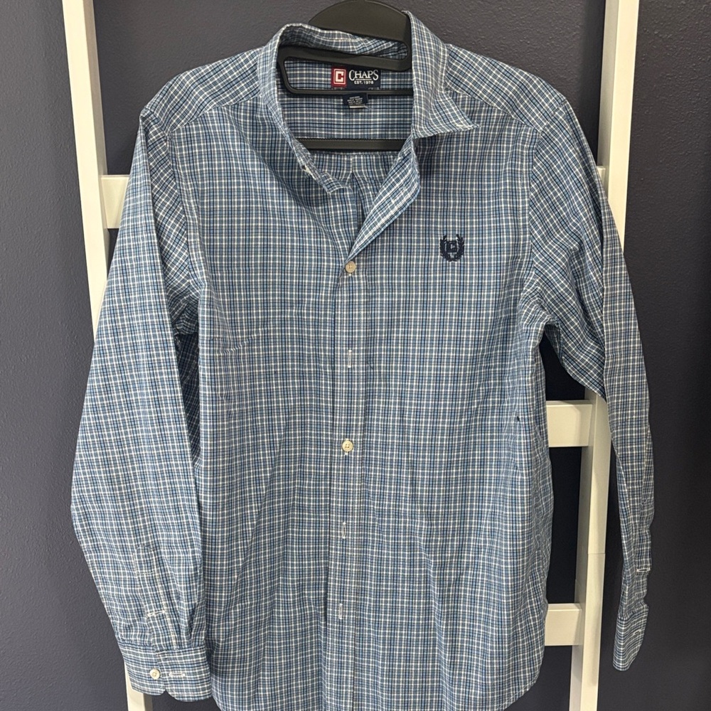 Chaps Navy Checkered Kid XL Shirt